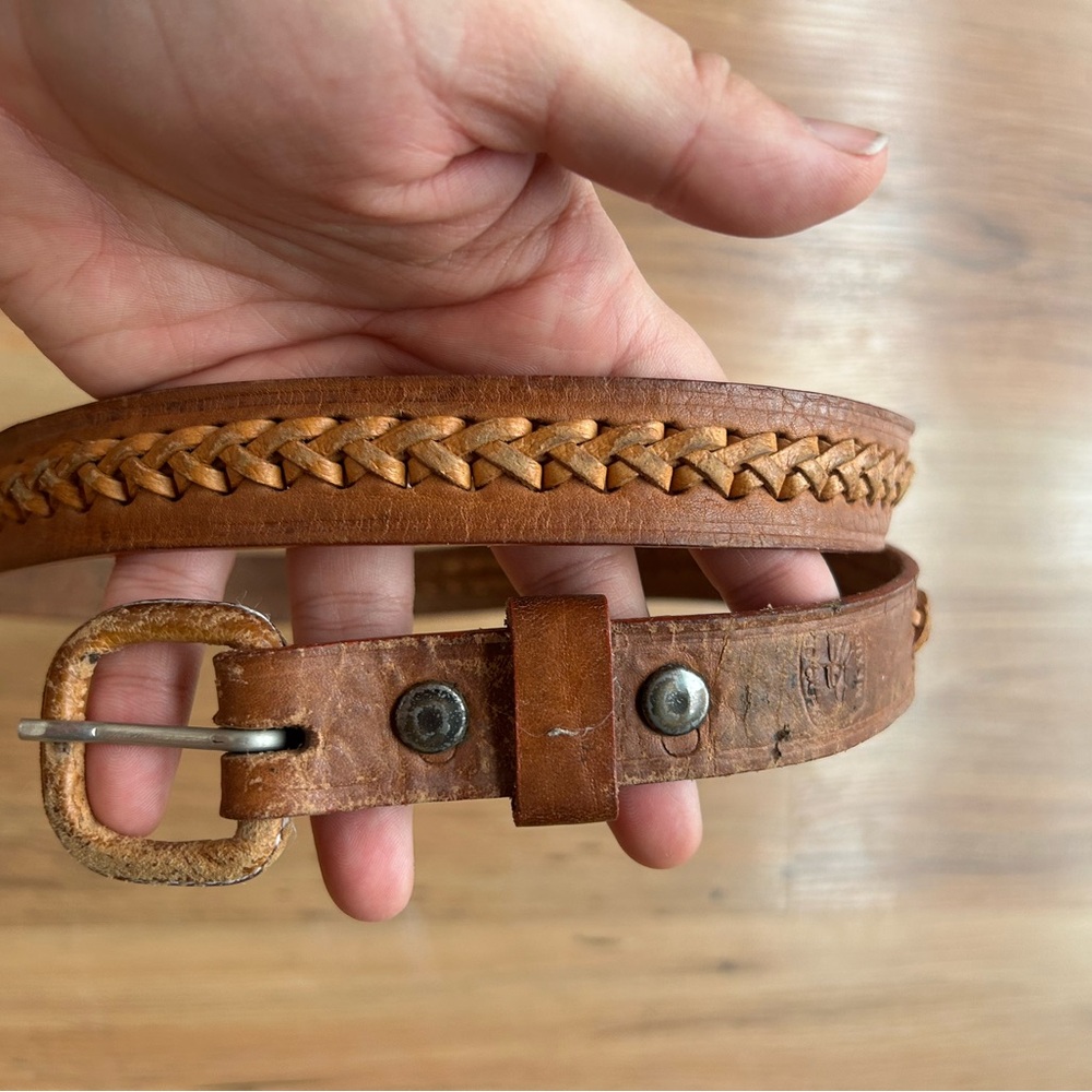 Vintage Braided Leather Belt - Brown
